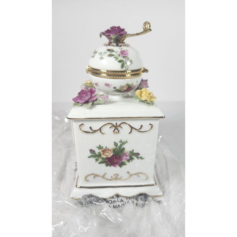 Royal Albert Old Country Roses Musical Coffee Grinder ~ Trinket Box NIB - Picture 5 of 10